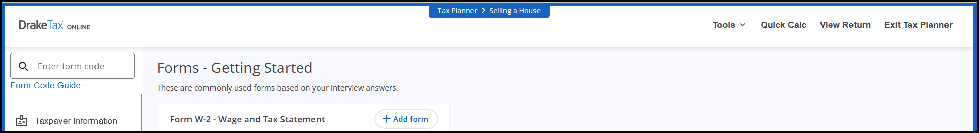 Blue border of Tax Planner mode